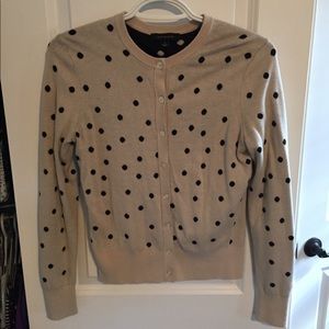 Ann Taylor tan cardigan with black dots